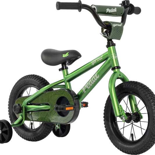 Pedal Sprout 12" Kids Bike Green/Silver