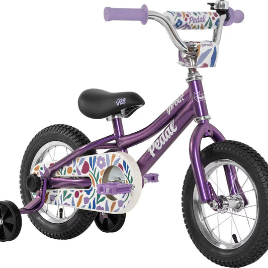 Pedal Sprout 12" Kids Bike New Purple/Flowers