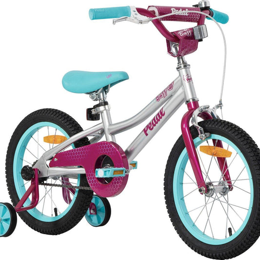 Pedal Buzz Steel 16" Kids Bike Silver Pink Blue