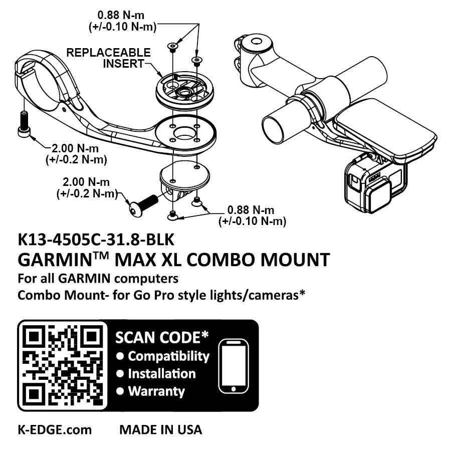 K-Edge Max XL mount for Garmin - Combo