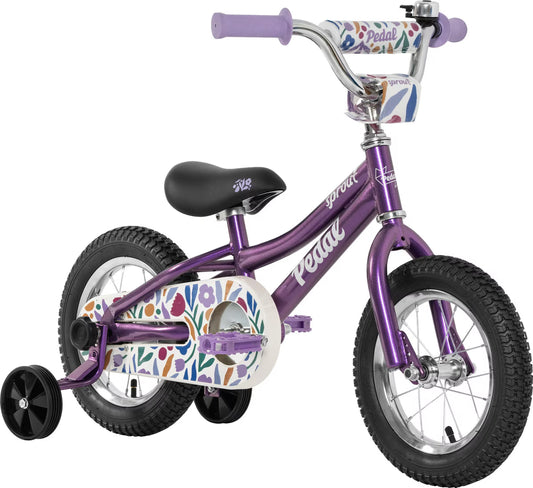 Pedal Sprout 12" Kids Bike New Purple/Flowers