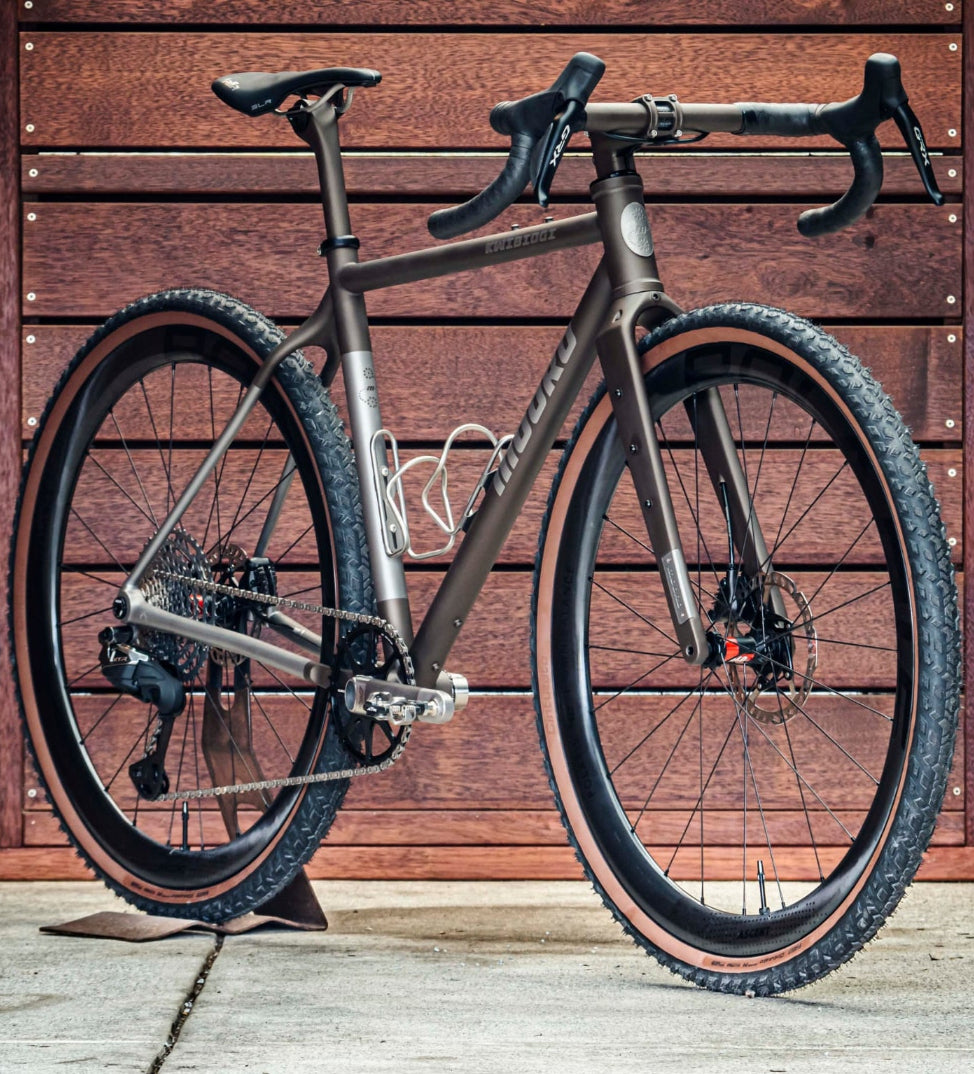 Load video: Mooro Cycles Kwibidgi handmade titanium gravel bike from Perth, Australia