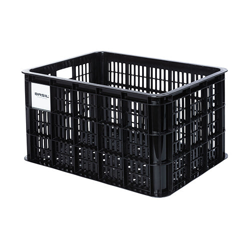 Basil Bicycle Crate L 40L Black Recycled on white