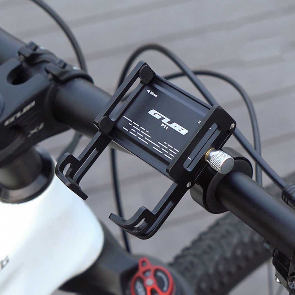 GUB P11 bike phone holder installed on bicycle handlebar
