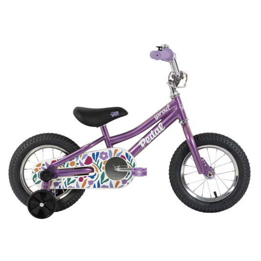 Pedal Sprout 12" Kids Bike New Purple/Flowers