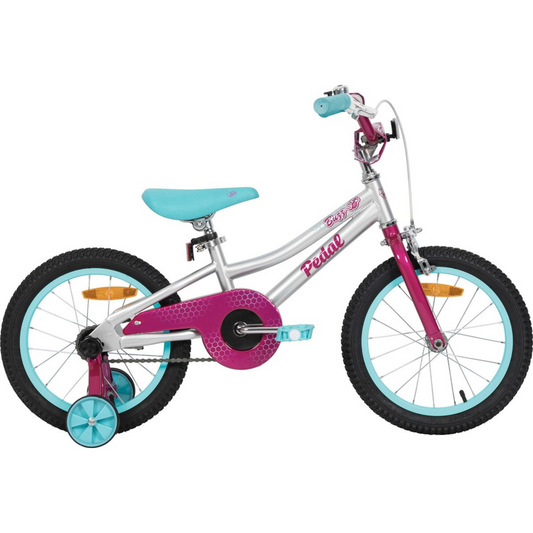 Pedal Buzz Steel 16" Kids Bike Silver Pink Blue